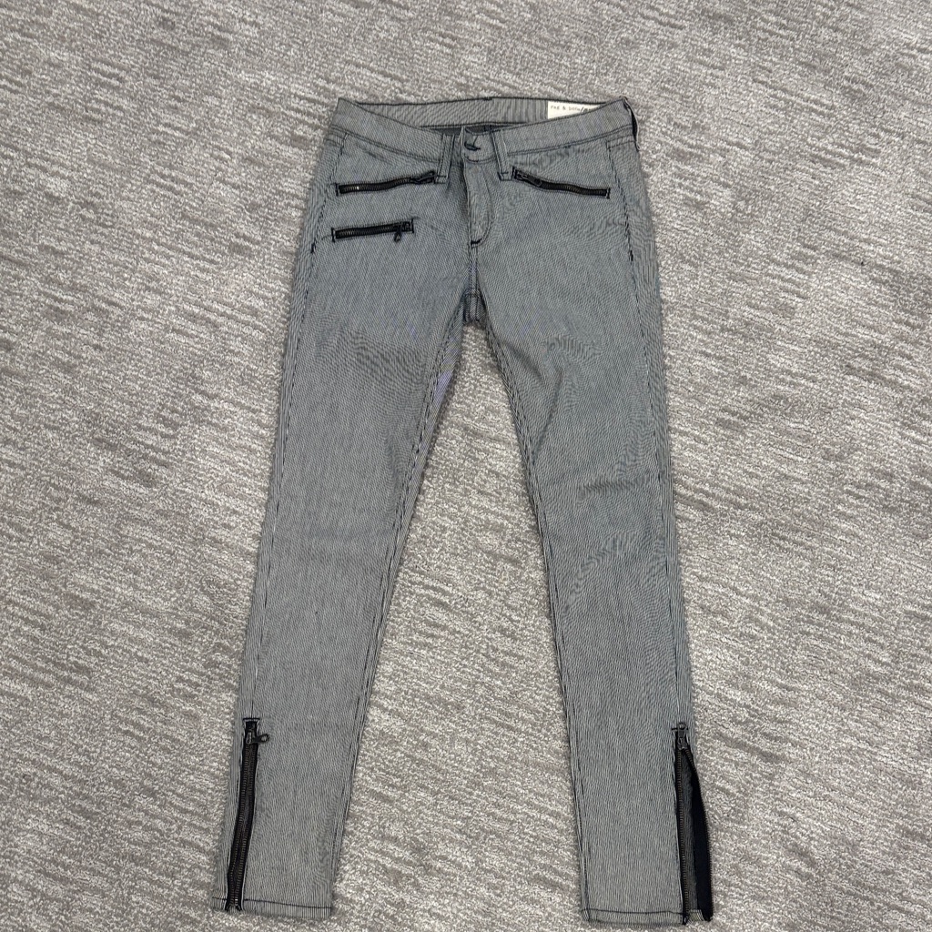 Rag & Bone Charcoal Skinny Jeans With Black Zippers